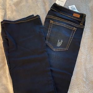 Lightly distressed bootcut jeans